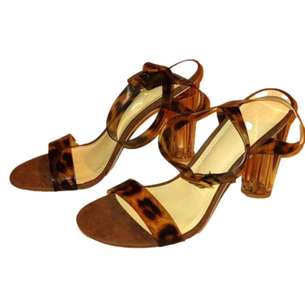 𝅺JUSTFAB Leopard print heeled sandals Size 7 NIB